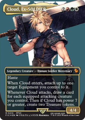 Cloud, Ex-SOLDIER (Borderless) (Surge Foil) - Commander: Final Fantasy (FIC)