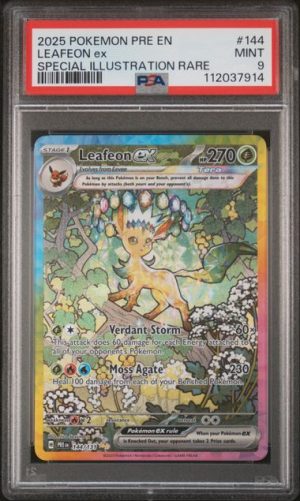 Leafeon ex 144/131 Special Illustration Rare Prismatic Evolutions - 2025 Pokemon - PSA 9
