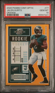 2020 Panini Contenders Optic - Jalen Hurts 77 - Orange /50 - PSA 10